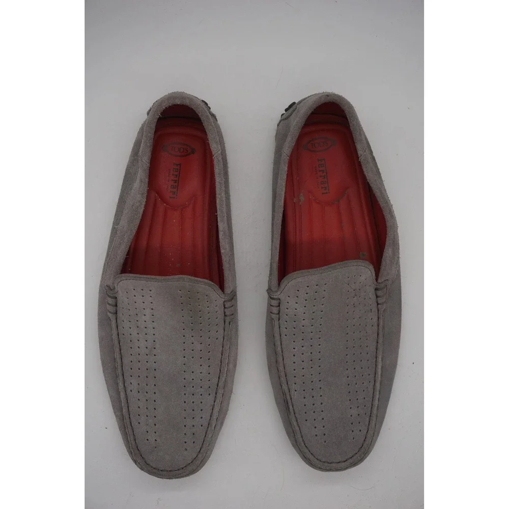 Tod's Ferrari Loafers Gray Suede Driving Shoes Made Italy Men's Size 7.5 8.5